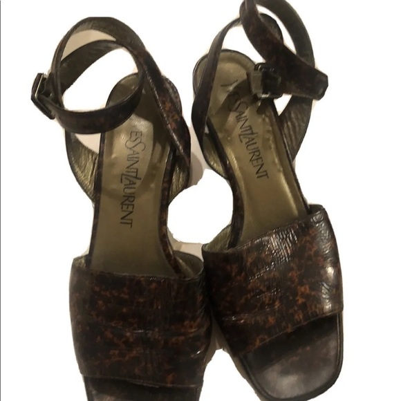 YVES SAINT LAURENT Leopard Print Ankle Strap Sandals Size 5.5 - Picture 3 of 5